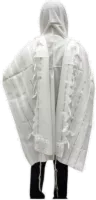 Large tallit made of high-quality white cotton with white stripes