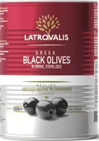 Греческие черные оливки целые в рассоле LATROVALIS, 200г