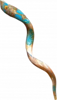Painted kudu shofar with the Tree of Life pattern, handmade