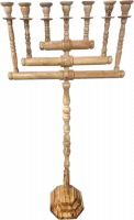 Huge olive wood menorah, disassembles into 3 parts, handmade