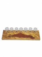 Wooden seven-candle holder with a red map of Israel