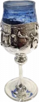 Elijah the Prophet Wine Glass, made of glass, plated with 925 silver, handmade