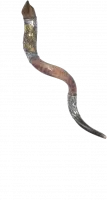 Silver-plated shofar, with the pattern of the spies, handmade