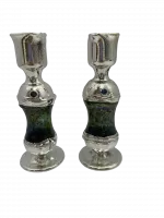 Silver candle holder with glass inside small