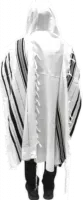 Large tallit made of high-quality black cotton with black stripes