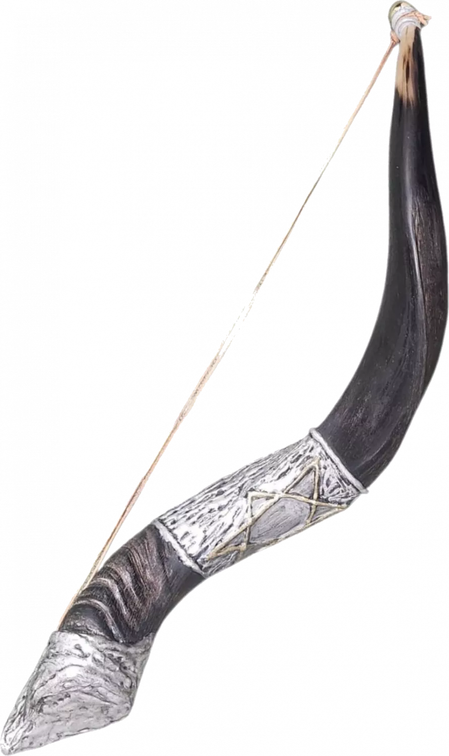 Small kudu shofar, anointing oil, silver plated, with Star of David pattern, handmade_1