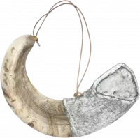 Shofar for anointing oil, plated in silver and gold, with a Star of David pattern_1