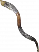 Shofar kudu, silver and gold plated, with a Lion of Judah pattern_1