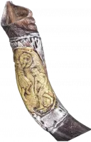 Shofar kudu, silver and gold plated, with David and Goliath pattern, handmade_1