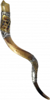 Silver-plated kudu shofar with a hosen pattern, handmade