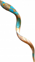 Painted kudu shofar with the Tree of Life pattern, handmade