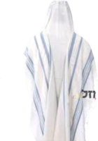 Large tallit made of high-quality ligthblue cotton with ligth blue stripes