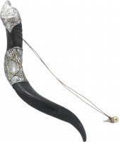 Small kudu shofar, anointing oil, silver plated, with Star of David pattern, handmade