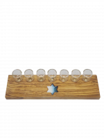 Wooden seven-candle holder with a star of David