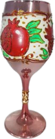 Kiddush wine cup, handmade painting, pomegranate pattern, made of glass