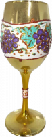 Kiddush wine cup, handmade painting with a grape cluster pattern, made of glass