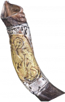 Shofar kudu, silver and gold plated, with David and Goliath pattern, handmade_1