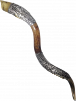 Silver-plated kudu shofar with a hosen pattern, handmade_1